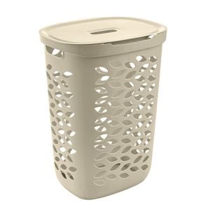 EzyStorage 62.5L Beige Fleur Laundry Hamper With Lid
