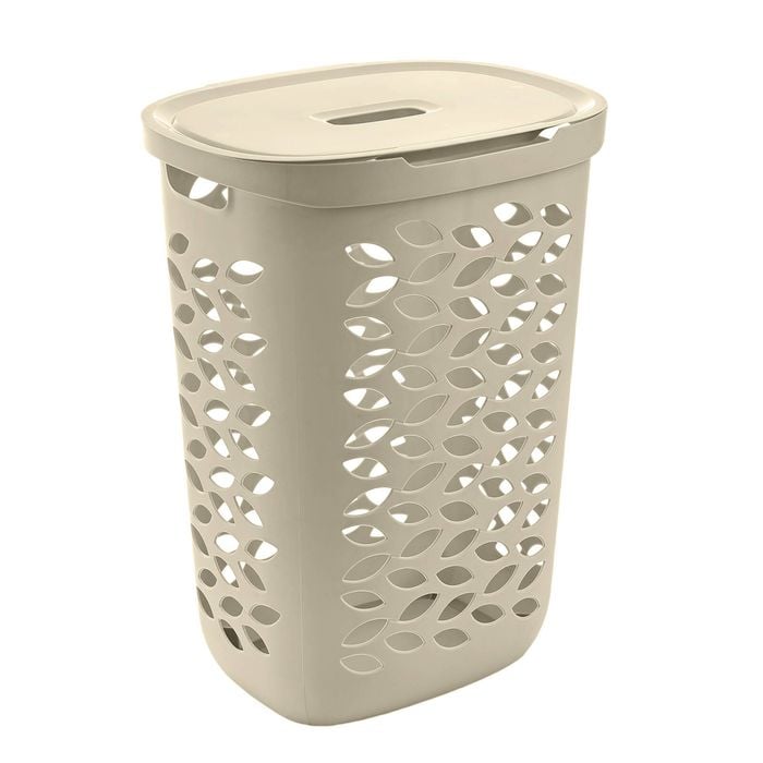 EzyStorage 62.5L Beige Fleur Laundry Hamper With Lid