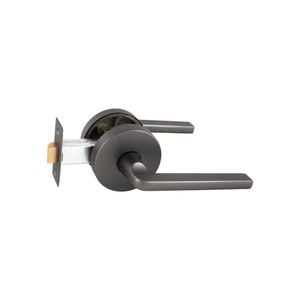 Schlage Graphite Medio Plus Series Alba Passage Lever Set with QuickFix