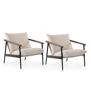 Zinus Package Set - Premium Sling Accent Chair Wood & Metal Frame Armchair with Foam Cushion, Set of 2