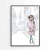Pink Girl With Stylish Hat   Print 100% Australian Made 60 x 90cm   (Poster)
