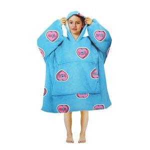Bloomington Girls Comfy Warm Blanket Hoodie with Sherpa Fleece Reverse Love Hearts