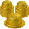 24x GLITTER BOWLER HAT Fancy Party Plastic Costume Cap Fun Dress Up Sparkle BULK Yellow/Gold