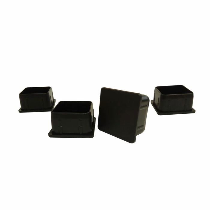 Surface Gard 50mm Black Square Internal Plastic Chair Tips - 4 Pack