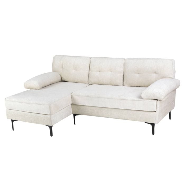 Ufurniture 3 Seater Sofa Velvet Convertible Chaise Beige