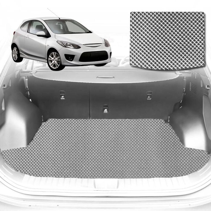 6D Diamond Car Boot Mat for Mazda 2 DE2007-2014-Hatch-Cargo Mat-Grey-Outback GT