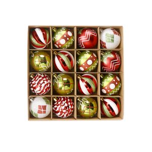 Catzon 16 Pcs Christmas Balls 6CM Painted Ornaments for Xmas Tree Garland Decor-Red Green