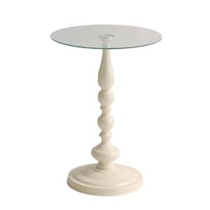 Lifebay Corner Table Round Minimalist Side Table (Milky White)