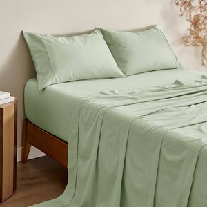 Serene 400TC Bamboo Cotton Sateen Sheet Set Sage - King Bed