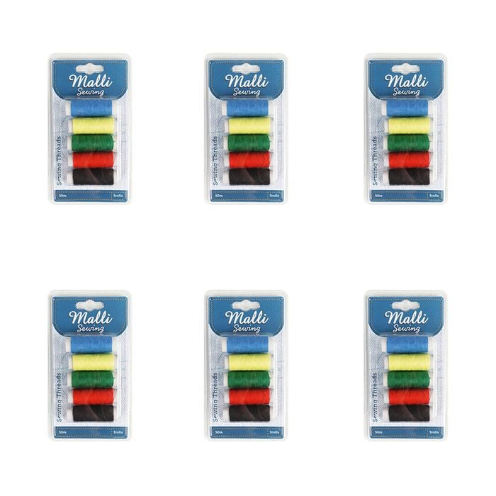 6pk 5pk Malli Sewing Coloured All Purpose Sewing Thread Spool Kit 50m Assorted