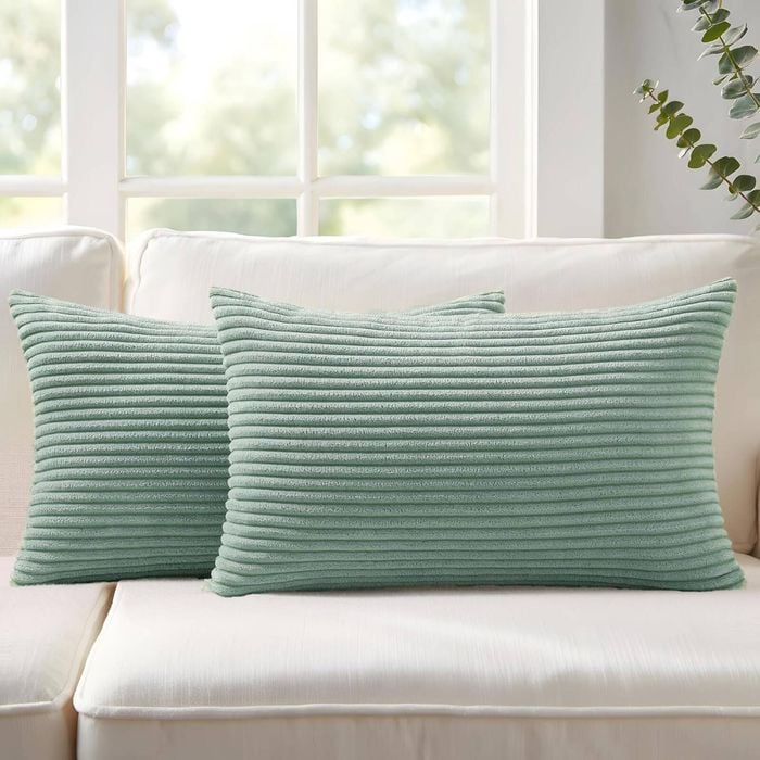 Gioia Casa 2-pack Corduroy Velvet Cushion Covers - 30cm X 50cm, Seafoam