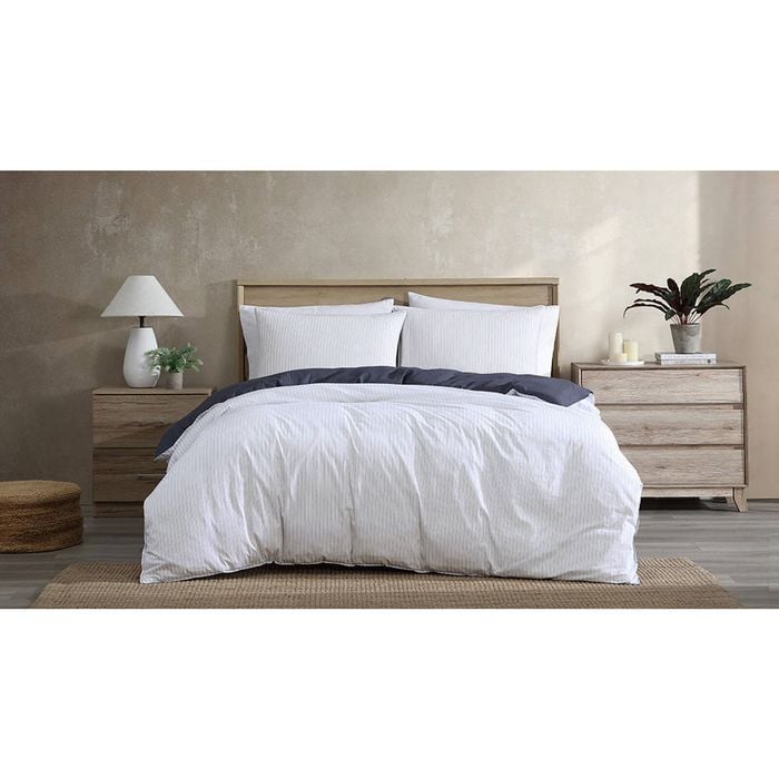 Ardor Kahn Stripe Quilt Cover Set - Indigo - Single