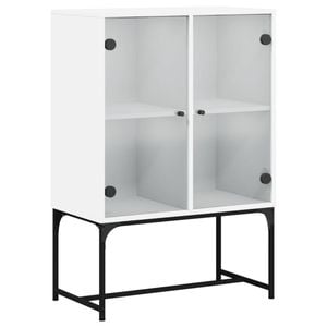 vidaXL Side Cabinet with Glass Doors Sideboard Cupboard Living Room White