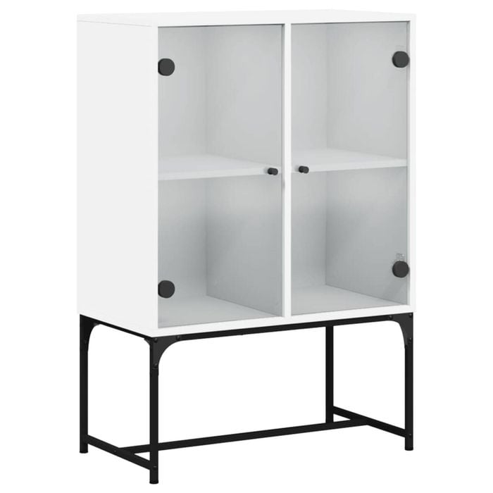 vidaXL Side Cabinet with Glass Doors Sideboard Cupboard Living Room White