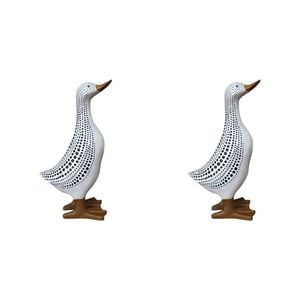 2PK LVD Polyresin Duck Black Dots Sculpture Home/Office Decor 30.5cm Tall