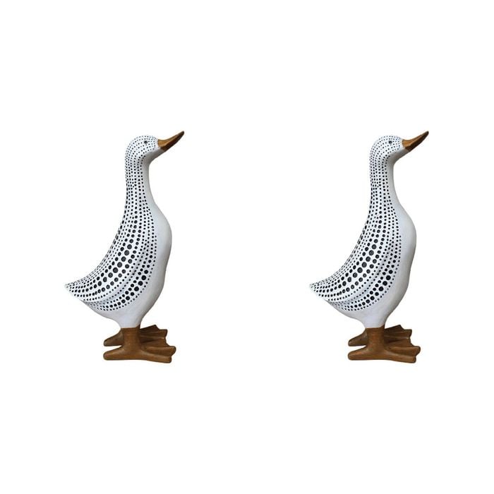 2PK LVD Polyresin Duck Black Dots Sculpture Home/Office Decor 30.5cm Tall