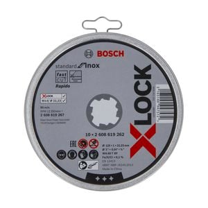 Bosch 125mm X-Lock Inox Cutting Disc 2608619267 - 10 Pack