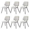 Oikiture 6x Dining Chair Vintage Retro Polyester Kitchen Padded Lounge White