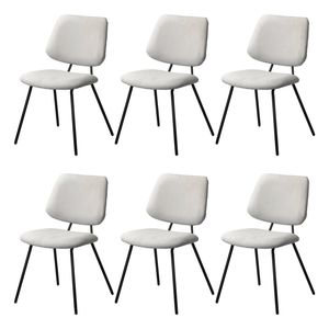 Oikiture 6x Dining Chair Vintage Retro Polyester Kitchen Padded Lounge White