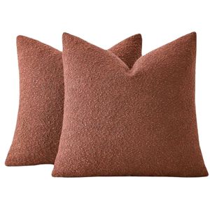 Gioia Casa 2-Pack Bouclé European Pillowcases  - Brick, 65x65cm