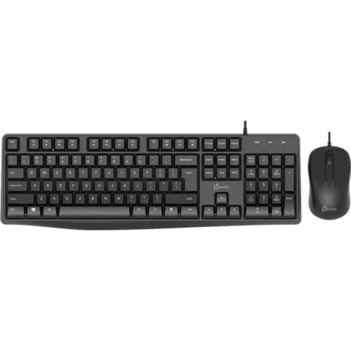 J5create Wired Usb Qwerty Keyboard & Ambidextrous Mouse Set Black