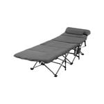 Costway Folding Camping Sleeping Bed w/Removable Mattress and Pillow Grey