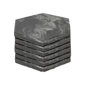 Argon Tableware 6x Black Marble Coasters - 10cm Hexagonal Drink Placemats Reusable Dining Table Drinks Coaster Mug Glass Cup Mat