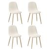Oikiture 4x Dining Chairs Kitchen Accent Chair Lounge Sherpa White and Wooden