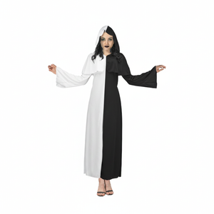 More Than Party Adult Devil Costume Black And White Full-Length Robe One Size