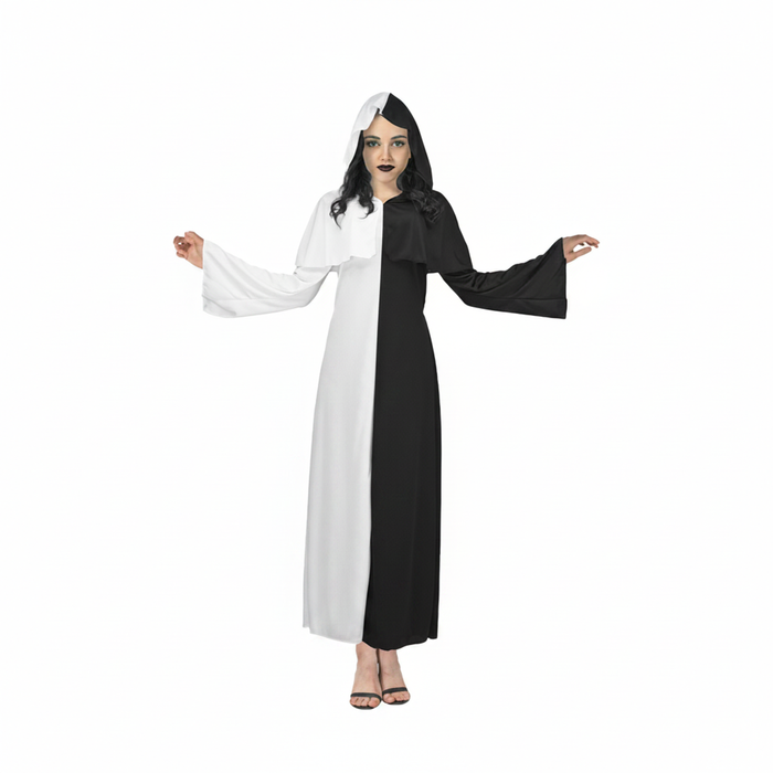 More Than Party Adult Devil Costume Black And White Full-Length Robe One Size