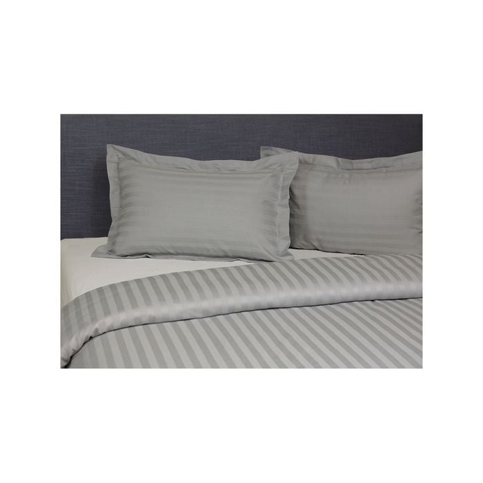 Jason Commercial Single Bed Satin Stripe Quilt Cover Set 140x210cm Silver