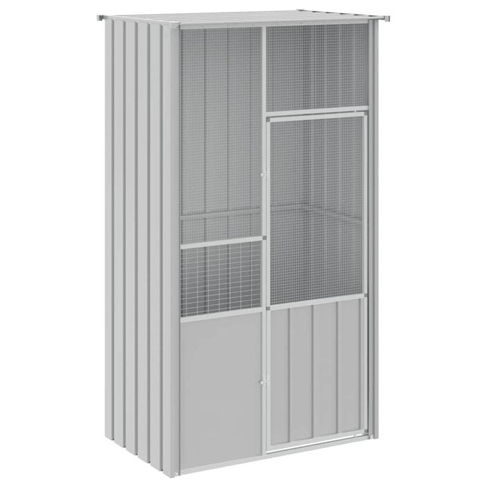 vidaXL Bird Cage Bird House Outdoor Aviary Budgie Cage Grey Galvanised Steel