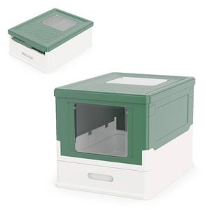 Costway Foldable Cat Litter Box Enclosure Toilet Pan Green