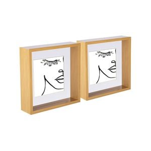 Nicola Spring 3d Deep Box Photo Frames - 8 X 8" With 6 X 6" Mount - Light Wood - Pack Of 2