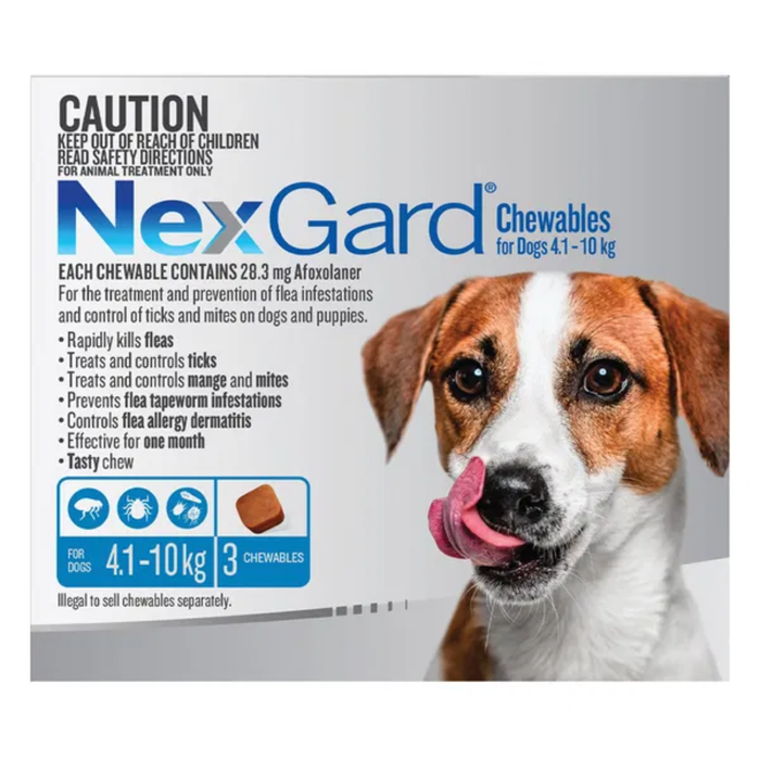 NexGard For Medium Dogs (4.1-10kg) Blue - 3 Months Supply