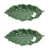2PK Urban Ceramic Snail Leaf Decorative Trinket Dish 28x13cm Green