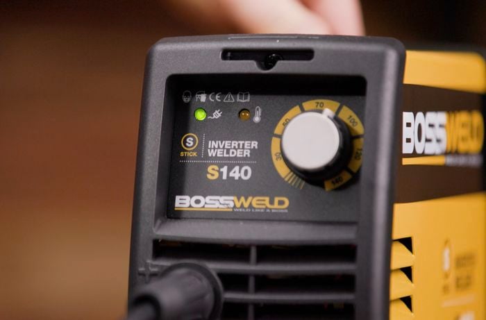 Close up of arc welder current dial.