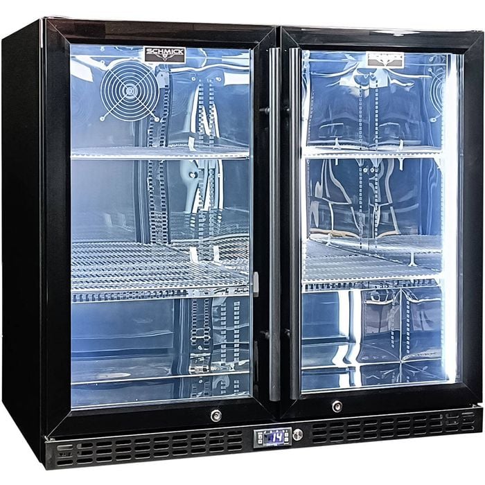 Schmick Black Glass 2-Door Bar Fridge - SK246-B
