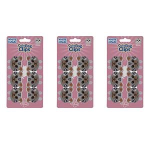 3x 6pc White Magic Cute Tidy Bag Clip Food Saver Sealer Set 4.5cm Bengal