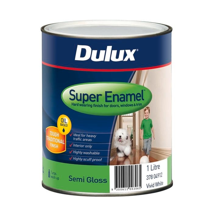Dulux 1L Super Enamel Paint Semi Gloss Vivid White