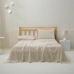 Dreamaker 1500TC Cotton Rich Sateen Sheet Set Oat Double Bed