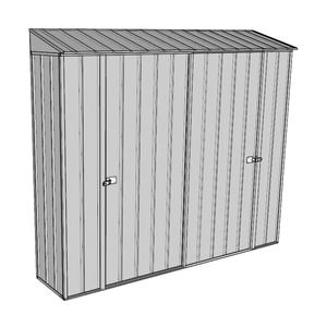 Build-a-Shed 0.4 x 2.3m Double Sliding Doors Garden Locker - Zinc
