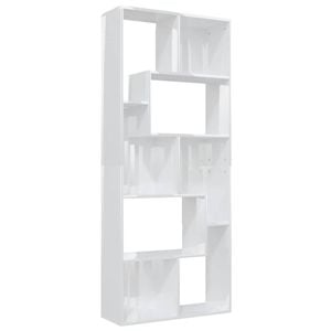 vidaXL Book Cabinet High Gloss White Engineered Wood Home Organiser Storage