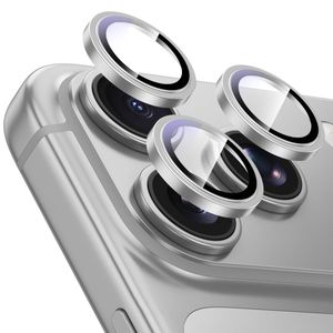Tough On iPhone 18 Pro Max / 18 Pro Camera Lens Protector 9H Tempered Glass Aluminium Ring Silver