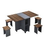 Luxsuite Folding Dining Table 4 Chairs Set Wooden with Wheels