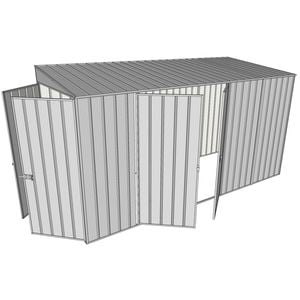 Build-a-Shed 1.5 x 3.7 x 2m Double Hinged Side Door Skillion Shed - Zinc