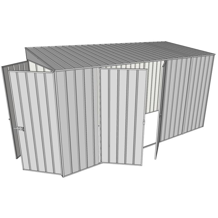 Build-a-Shed 1.5 x 3.7 x 2m Double Hinged Side Door Skillion Shed - Zinc