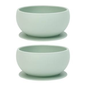 2x Annabel Trends Baby/kids Silicone Suction Food Feeding Bowl Bpa Free 0+ Moss