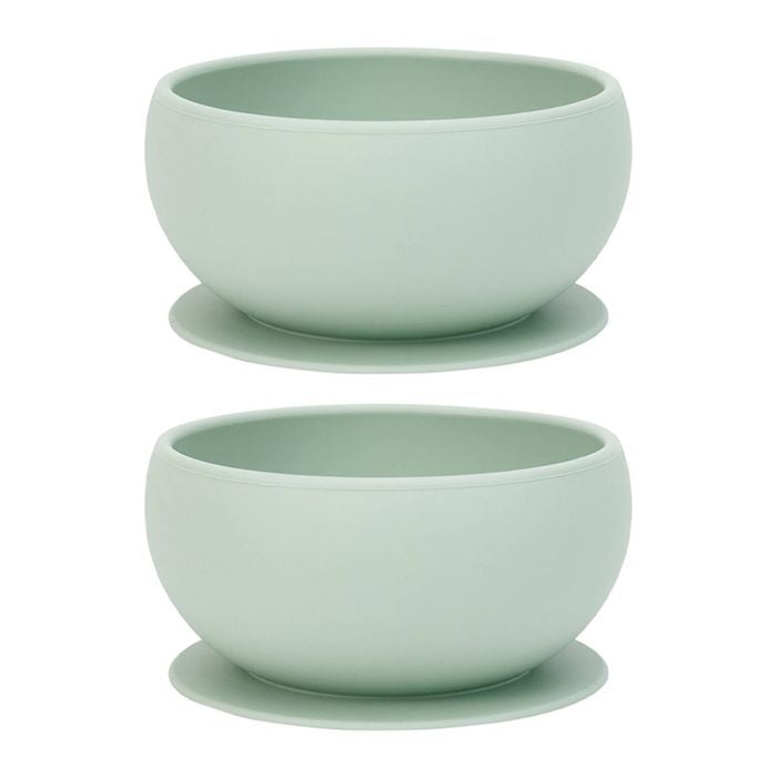 2x Annabel Trends Baby/kids Silicone Suction Food Feeding Bowl Bpa Free 0+ Moss