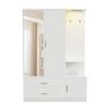 Advwin Armoire Wardrobe Closet with Mirror Doors Sensor Light 3 Doors and 2 Drawers